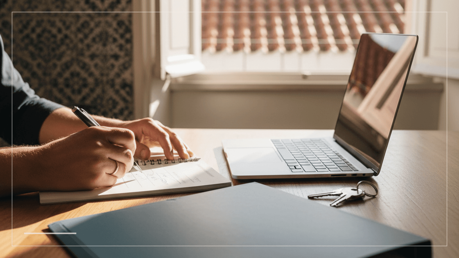 Person planning Portuguese admin steps around NIF, NISS and healthcare registration on a laptop.